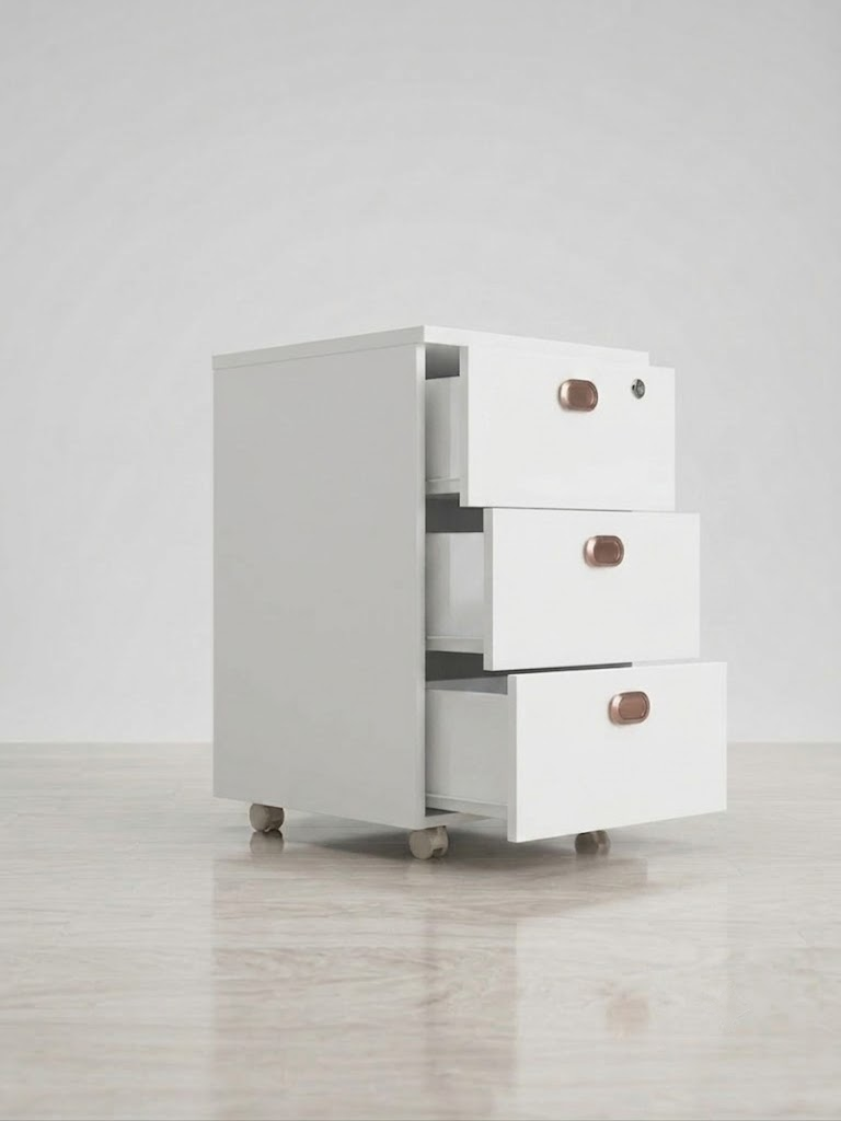 Rosewood Three-Drawer Bedside & Office Cabinet | Lock Storage - Image 7