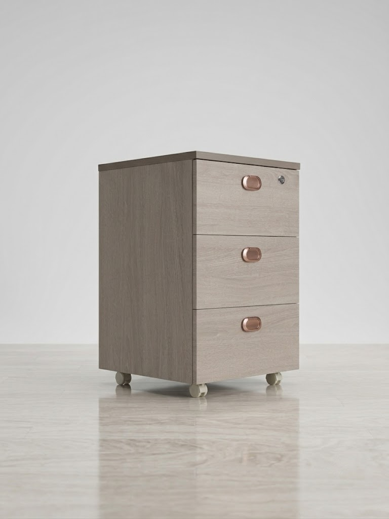 Rosewood Three-Drawer Bedside & Office Cabinet | Lock Storage - Image 2