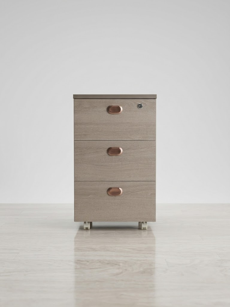 Rosewood Three-Drawer Bedside & Office Cabinet | Lock Storage - Image 3