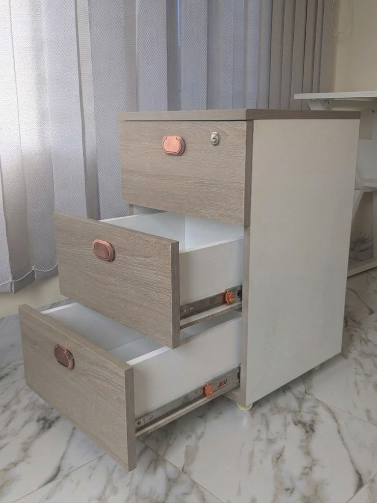 Rosewood Three-Drawer Bedside & Office Cabinet | Lock Storage - Image 5