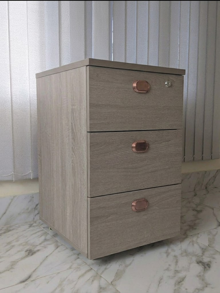 Rosewood Three-Drawer Bedside & Office Cabinet | Lock Storage - Image 4